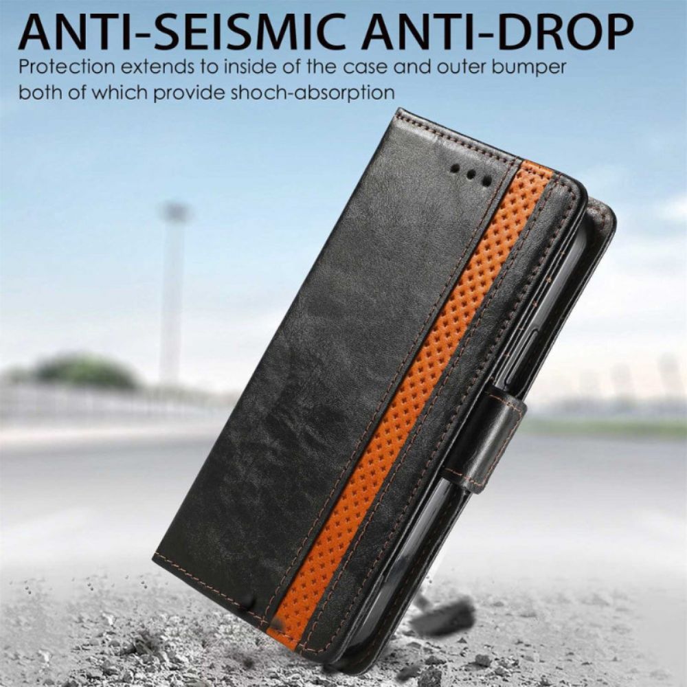 Lederhüllen Für Xiaomi Redmi 10C Zweifarbiger Doppelverschluss