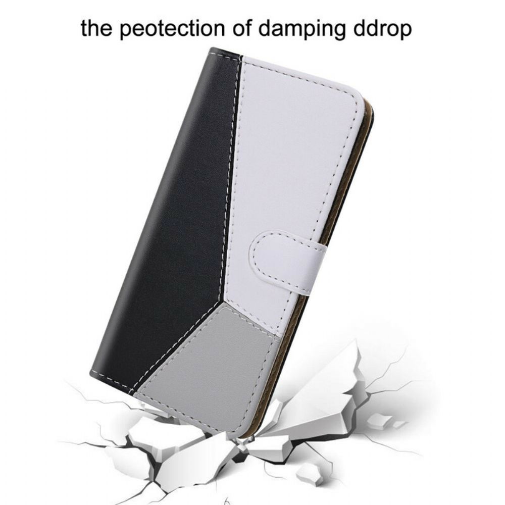 Flip Case Für Xiaomi Redmi 9T Tricolor Ledereffekt