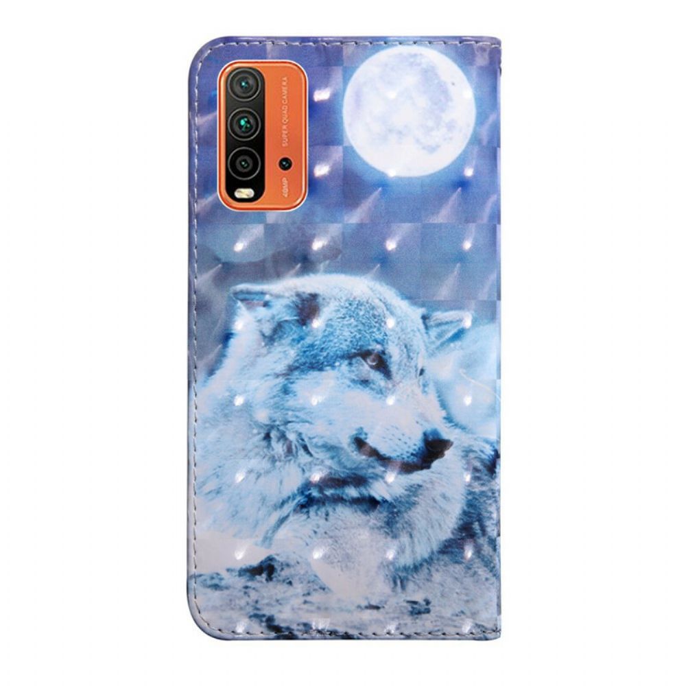 Lederhüllen Für Xiaomi Redmi 9T Mondlichtwolf