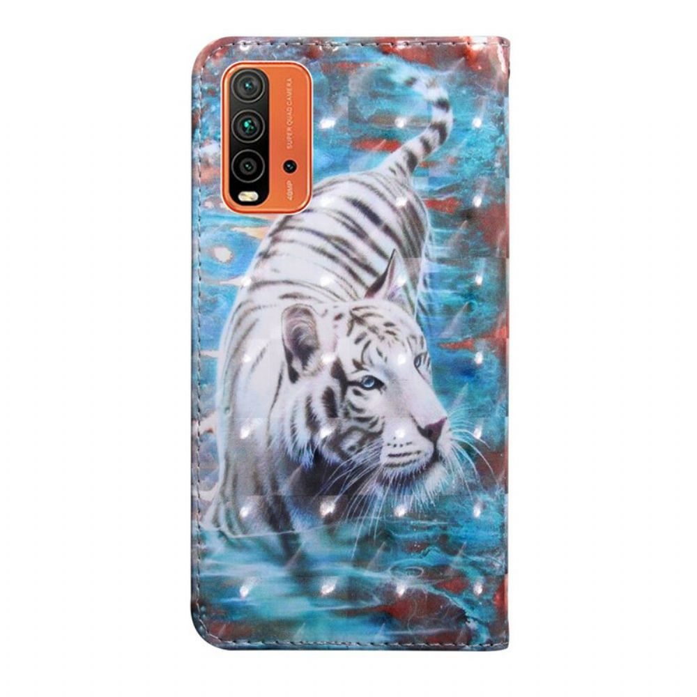 Lederhüllen Für Xiaomi Redmi 9T Tiger Im Wasser