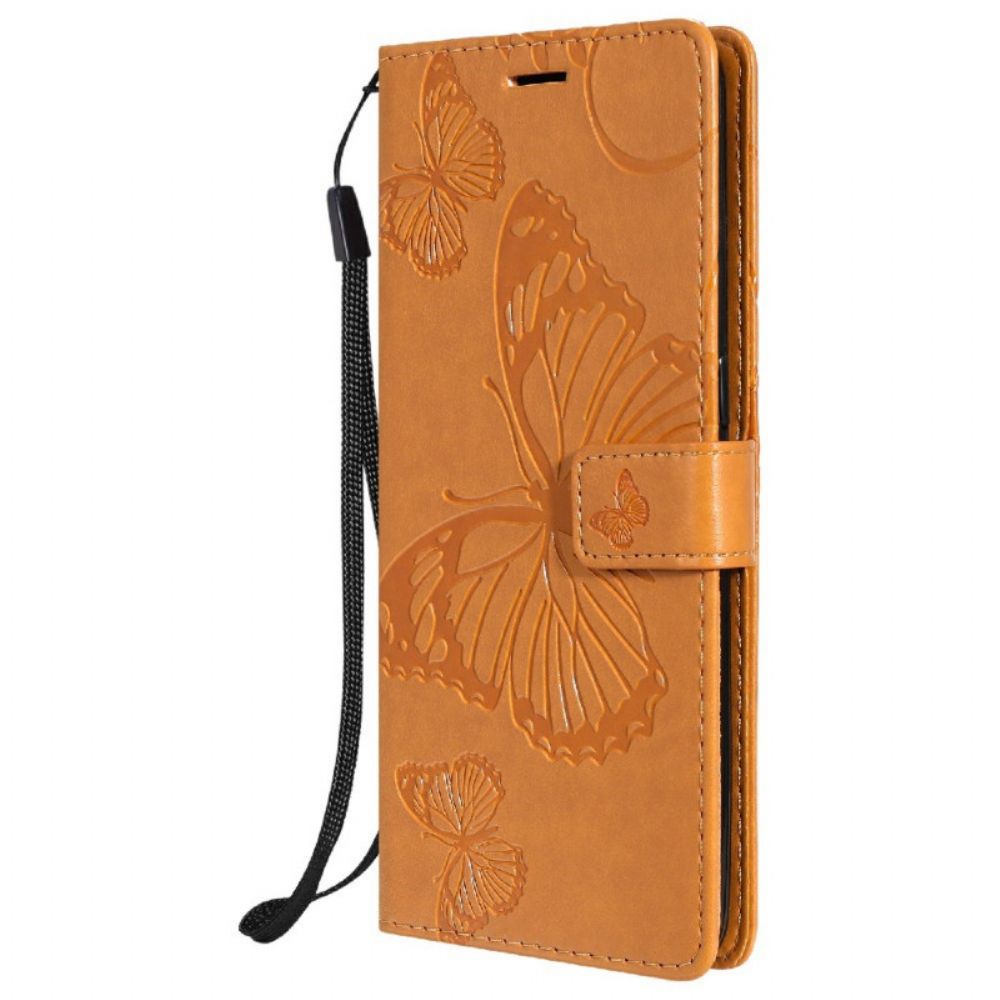 Flip Case Für OnePlus Nord N10 Mit Kordel Riesige Riemchen-schmetterlinge
