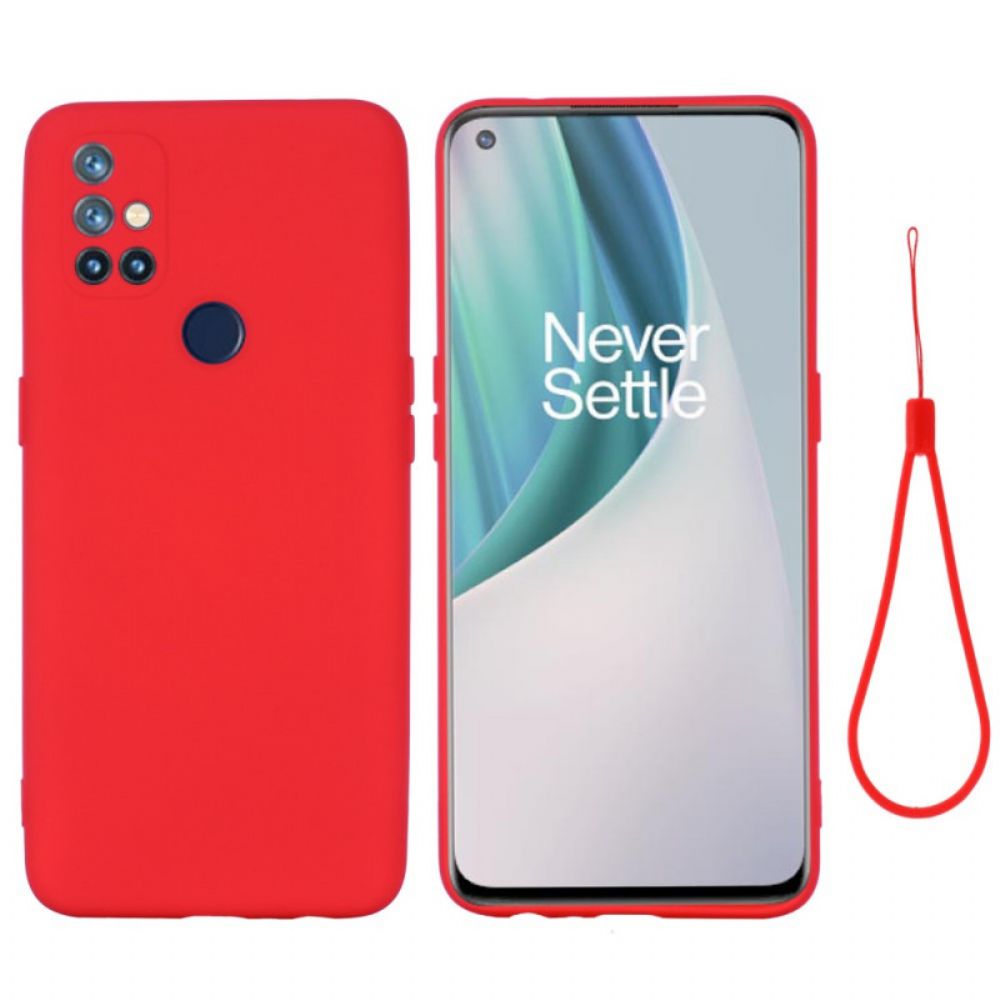 Handyhülle Für OnePlus Nord N10 Flüssigsilikon Mit Lanyard