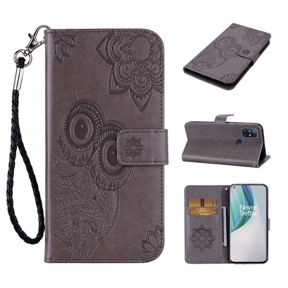 Lederhüllen Für OnePlus Nord N10 Eulen-mandala Und Anhänger