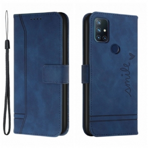 Lederhüllen Für OnePlus Nord N10 Lächeln Mit Lanyard