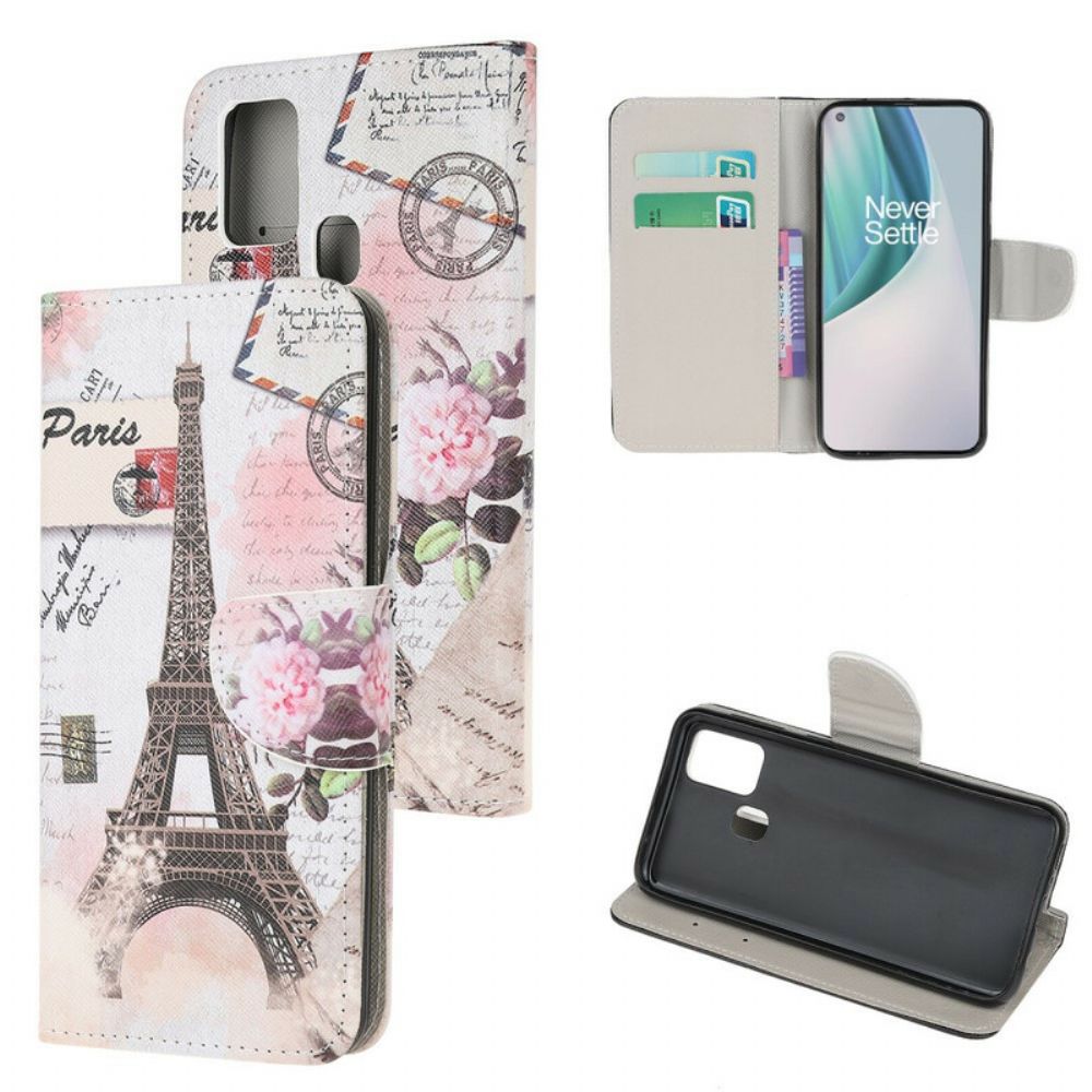 Lederhüllen Für OnePlus Nord N10 Retro-eiffelturm