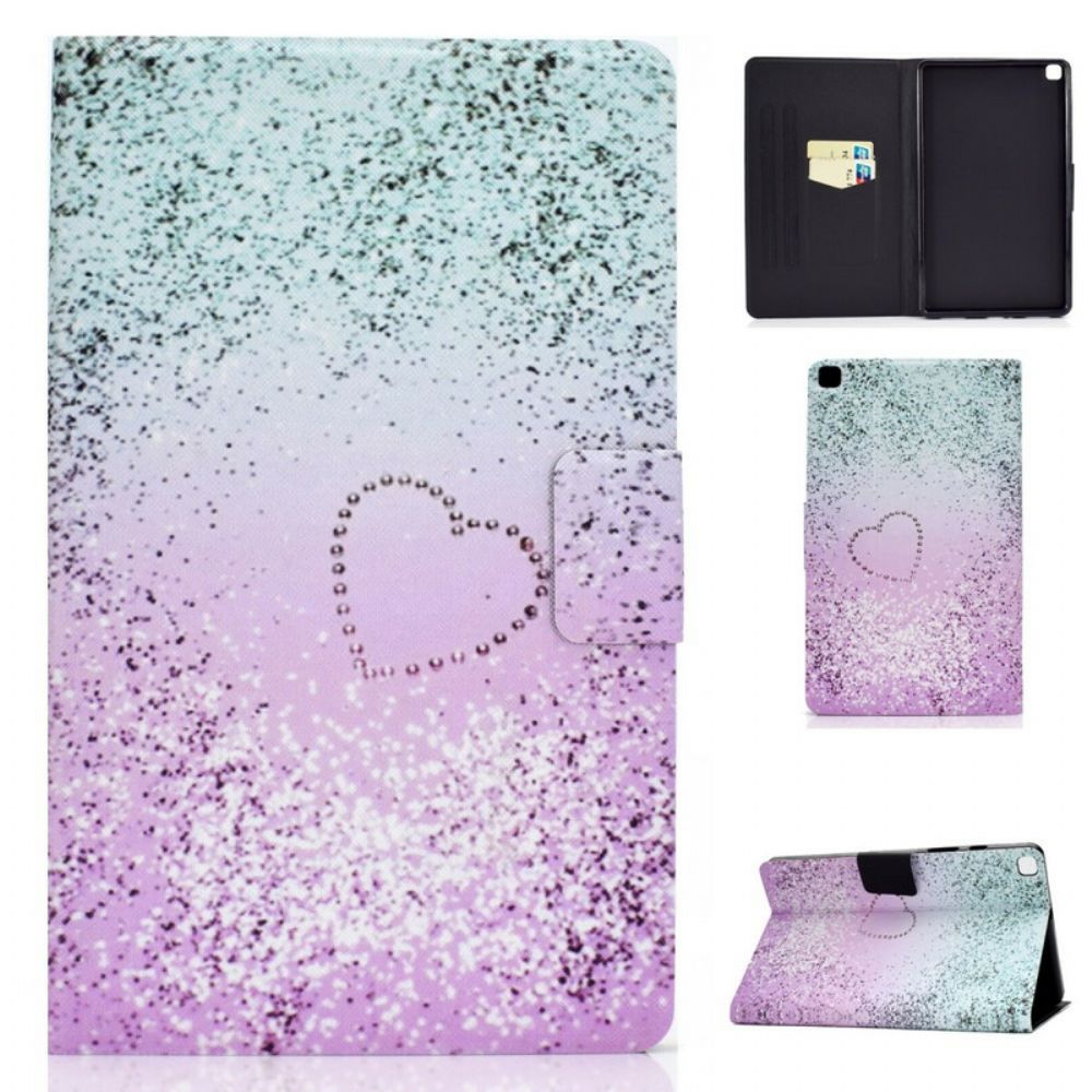 Flip Case Für Samsung Galaxy Tab A 8" (2024) Herz Pailletten