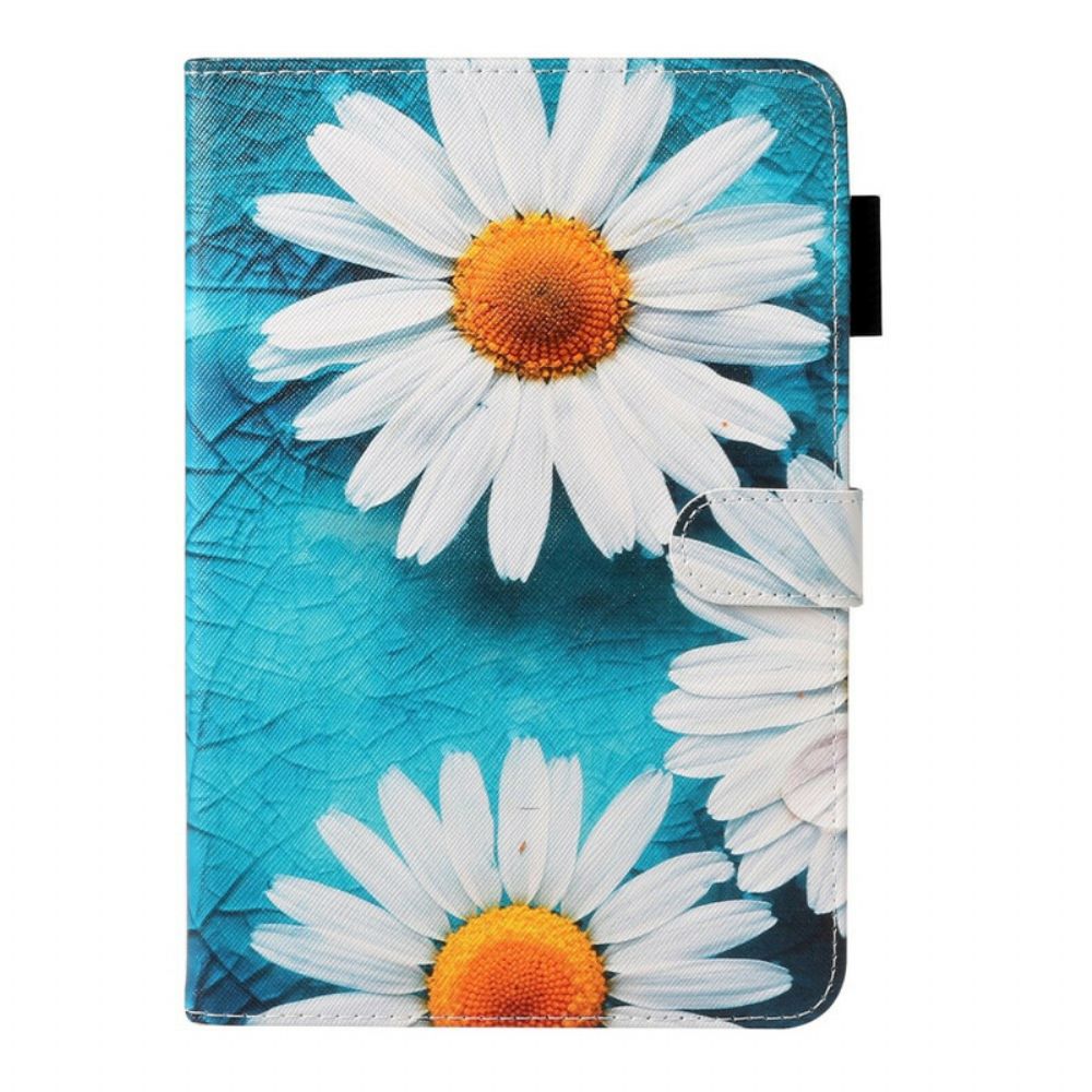 Lederhüllen Für Samsung Galaxy Tab A 8" (2024) Weiße Blume