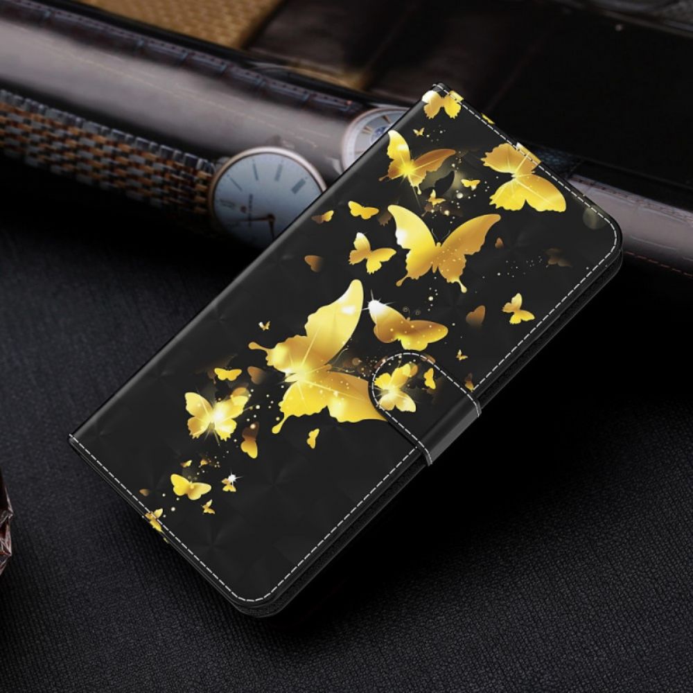 Flip Case Für Google Pixel 6A Mit Kordel Fliegende Schmetterlinge Im Trageriemen