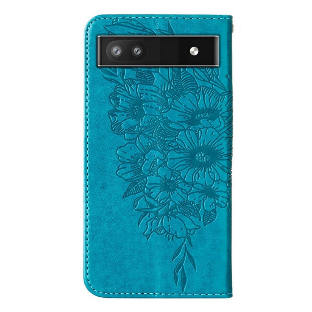 Flip Case Für Google Pixel 6A Mit Kordel Strap Art Schmetterling