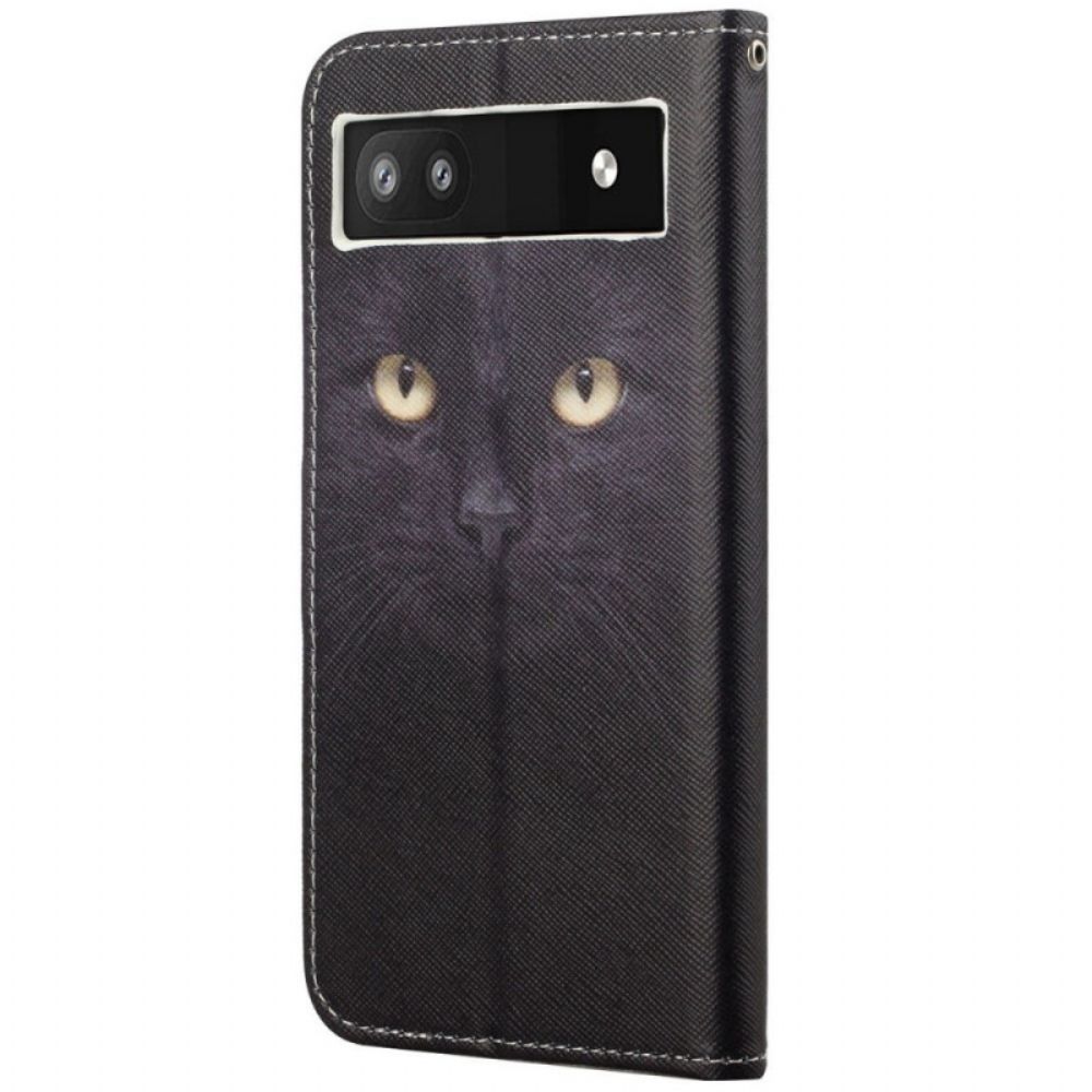 Flip Case Für Google Pixel 6A Mit Kordel Tanga Mit Katzenaugen