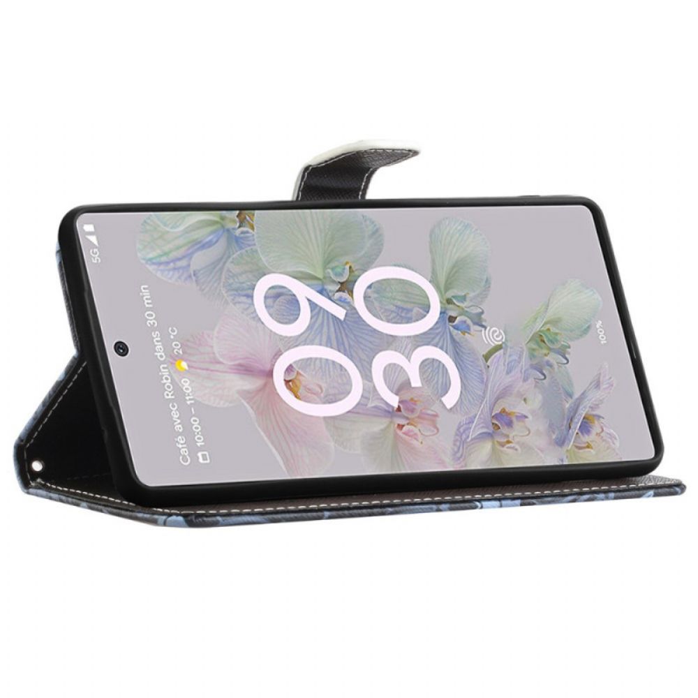 Flip Case Für Google Pixel 6A Mit Kordel Tanga Leopard
