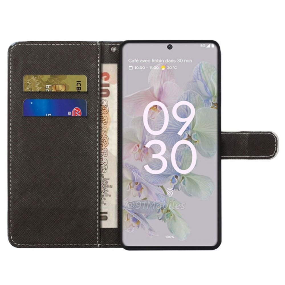 Flip Case Für Google Pixel 6A Mit Kordel Tanga Leopard