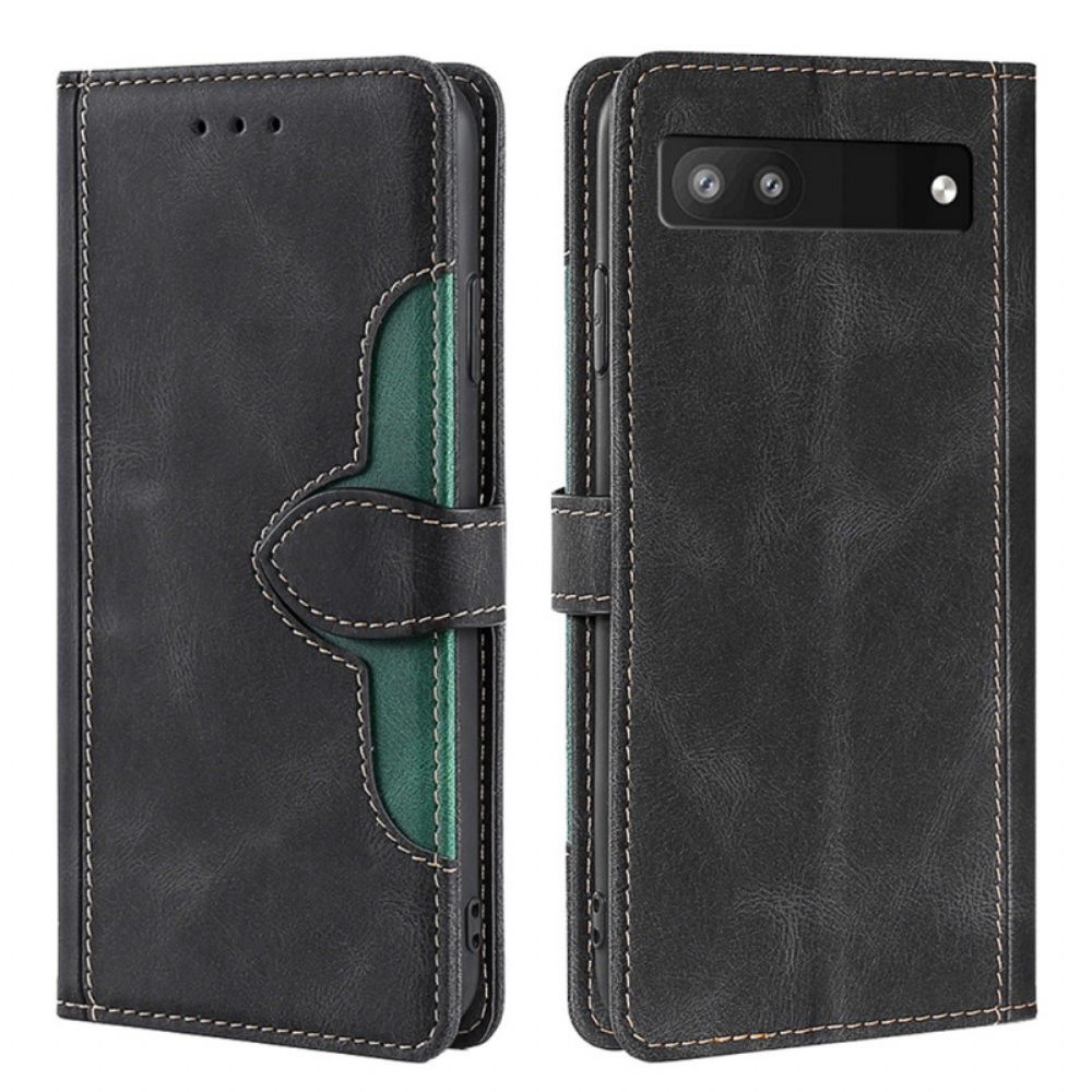 Flip Case Für Google Pixel 6A Stylisches Zweifarbiges Kunstleder