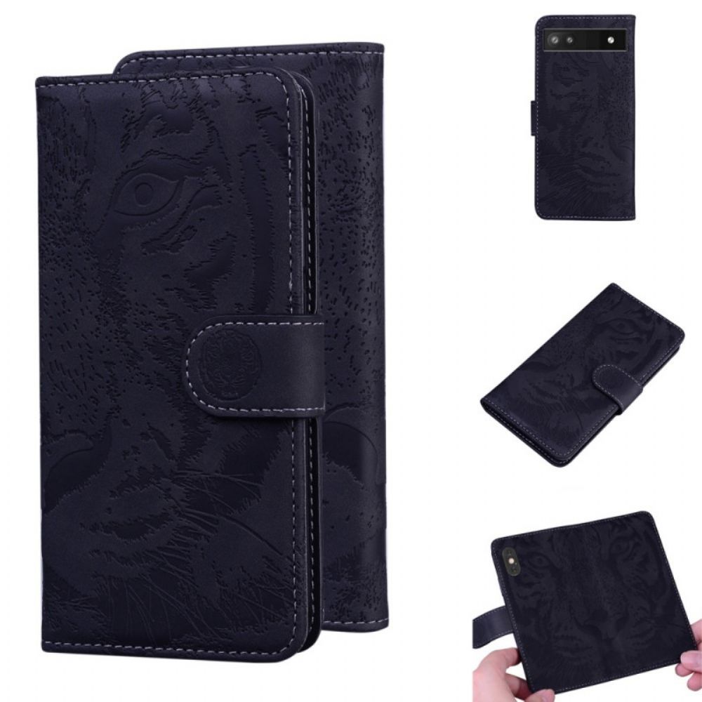 Flip Case Für Google Pixel 6A Tigergesicht