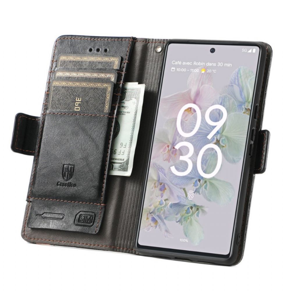 Flip Case Für Google Pixel 6A Zweifarbiger Doppelverschluss