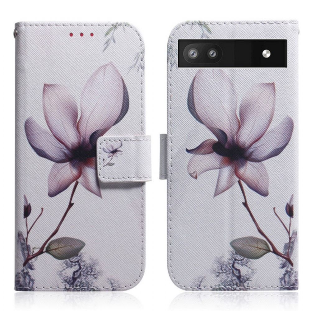 Lederhüllen Für Google Pixel 6A Rosa Blume