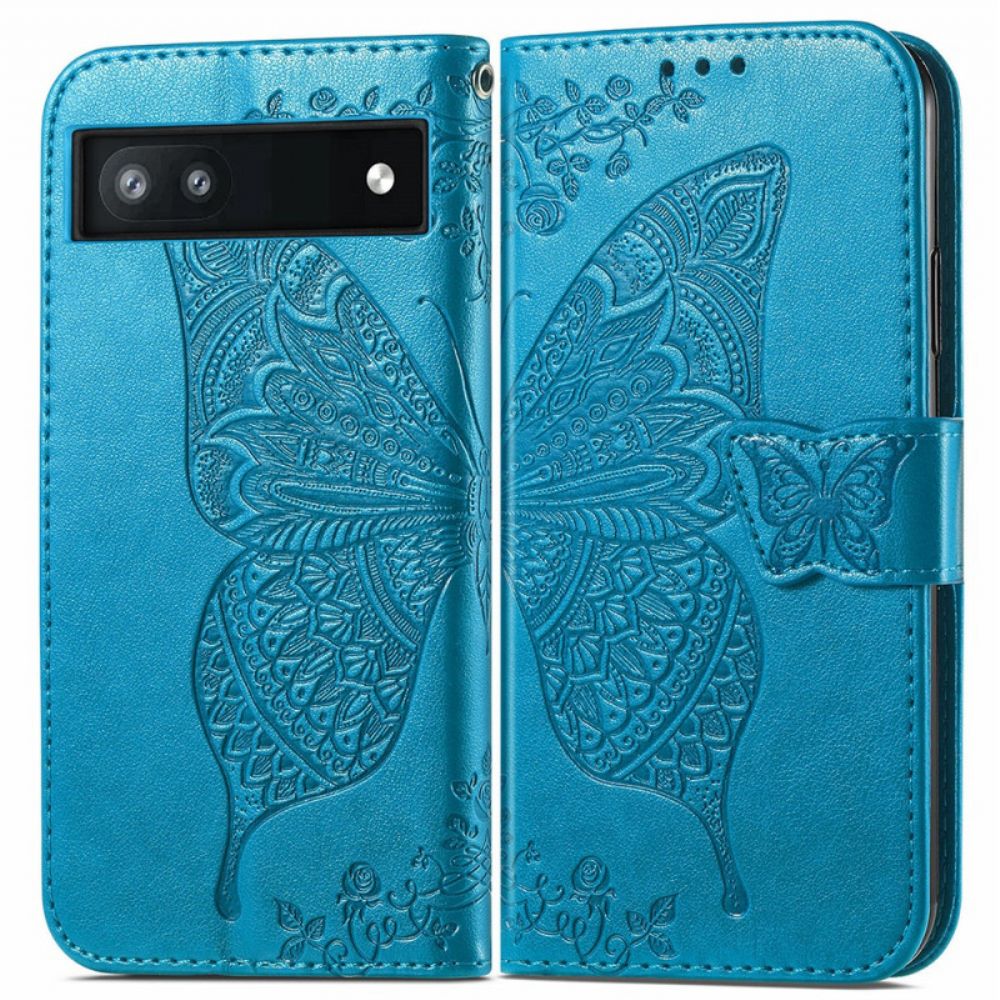 Lederhüllen Für Google Pixel 6A Schmetterlingsmuster Mit Riemen