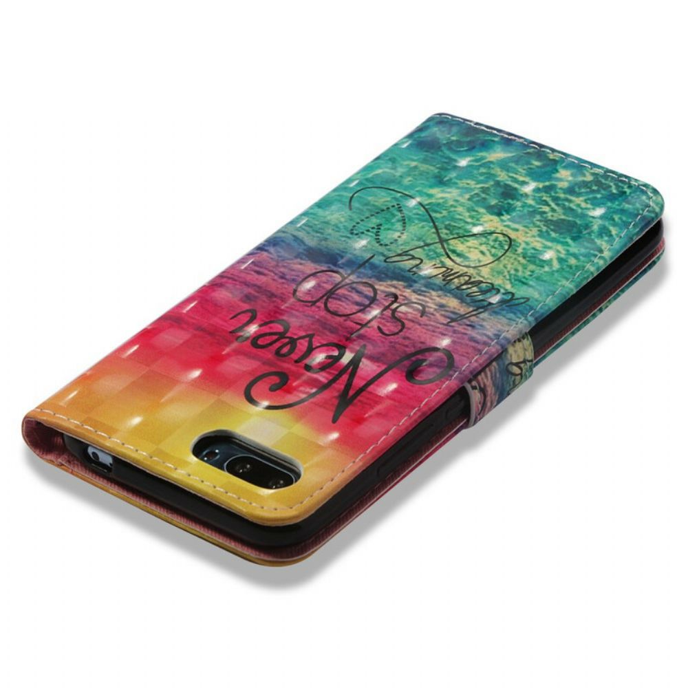 Flip Case Für Honor 10 Hören Sie Nie Auf Zu Träumen