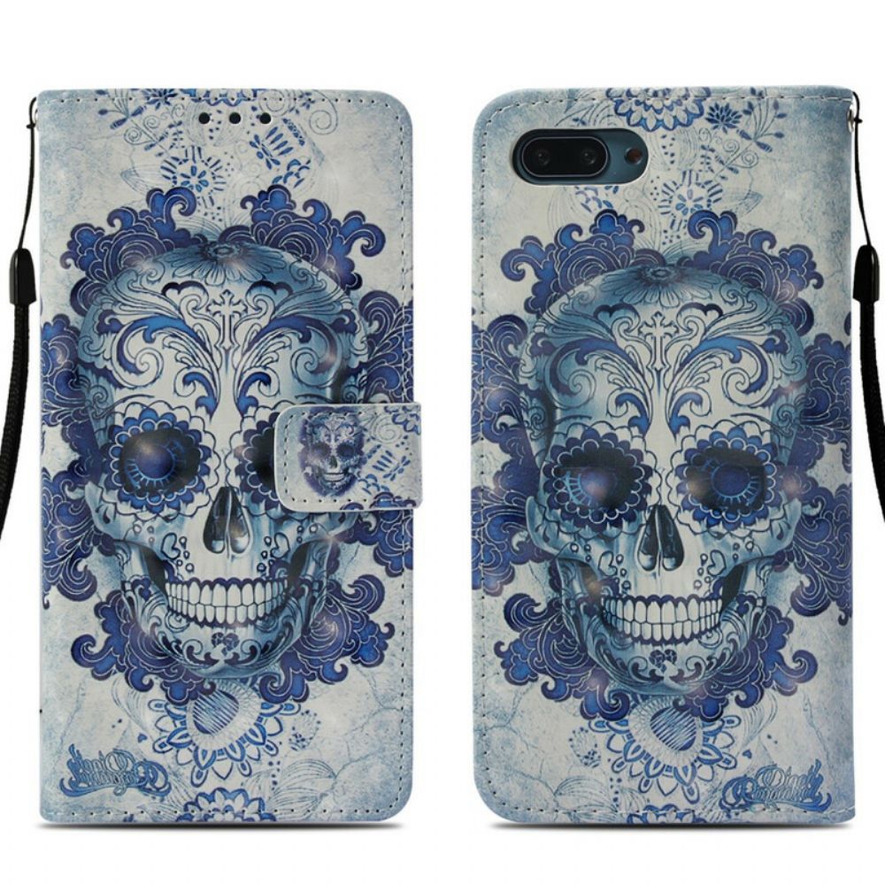 Lederhüllen Für Honor 10 Blauer Totenkopf