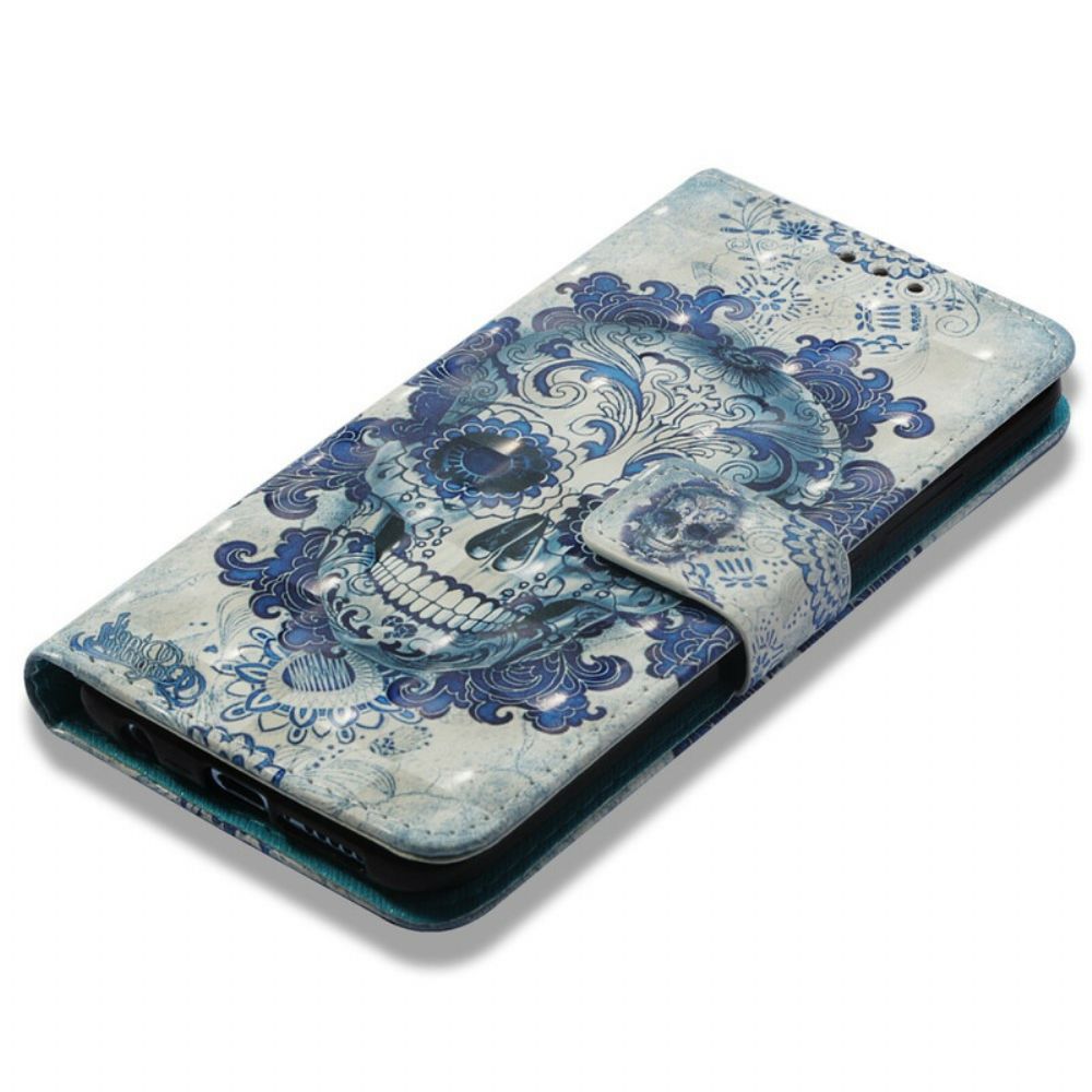 Lederhüllen Für Honor 10 Blauer Totenkopf