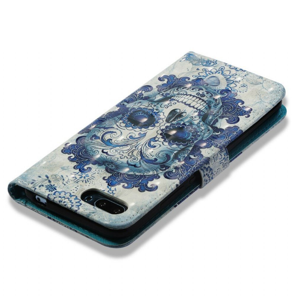 Lederhüllen Für Honor 10 Blauer Totenkopf