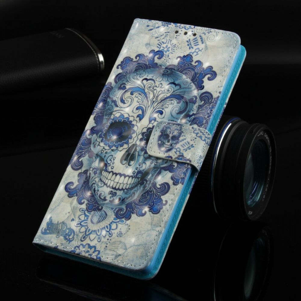 Lederhüllen Für Honor 10 Blauer Totenkopf