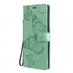 Flip Case Für OnePlus Nord N100 Mit Kordel Riesige Riemchen-schmetterlinge