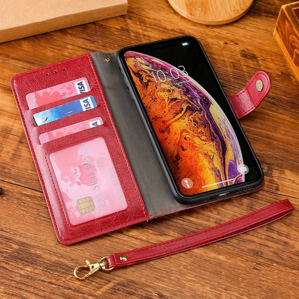 Flip Case Für OnePlus Nord N100 Vordertasche Und Lanyard