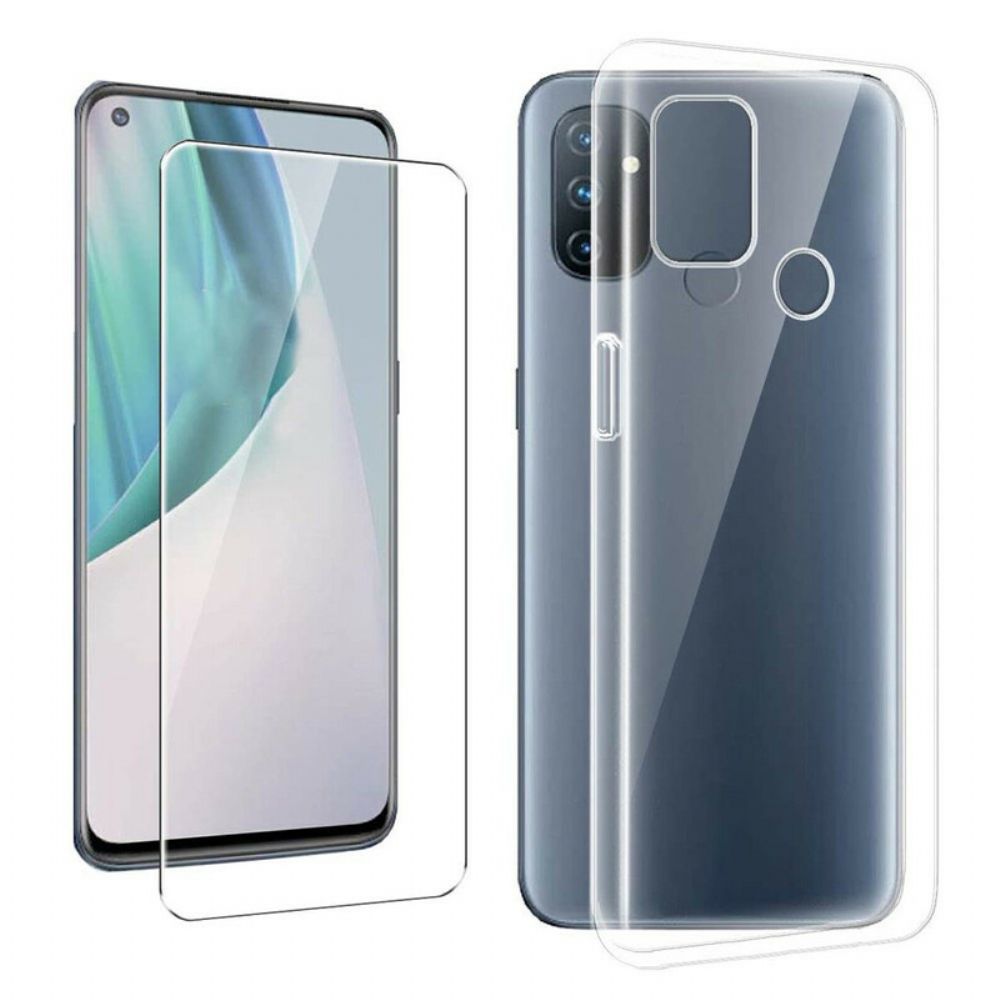 Handyhülle Für OnePlus Nord N100 Kombi- Und Gehärteter Glasbildschirm