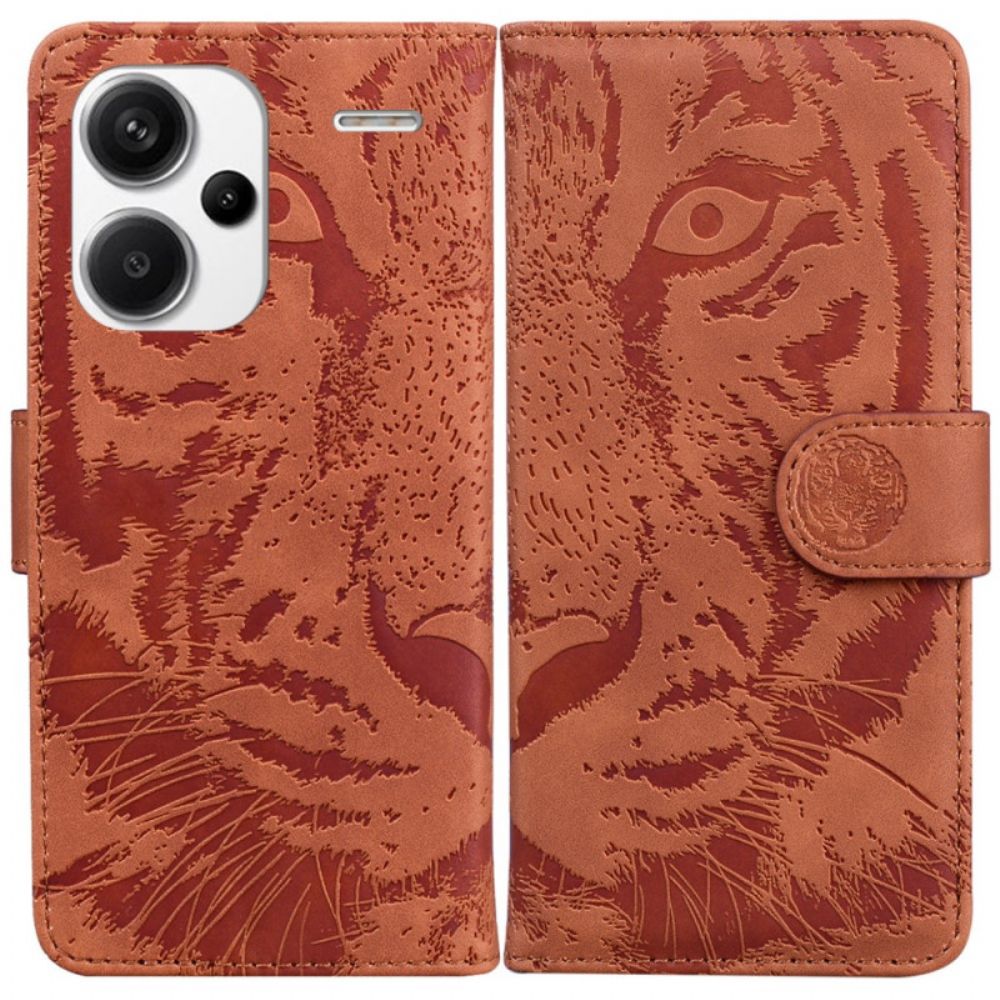 Lederhüllen Xiaomi Redmi Note 13 Pro Plus 5g Handyhülle Tigerfußabdruck