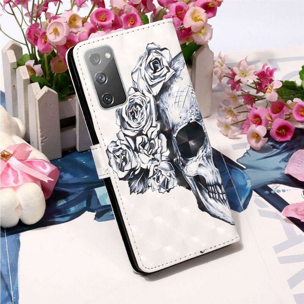 Flip Case Für Samsung Galaxy S20 FE Blumenschädel