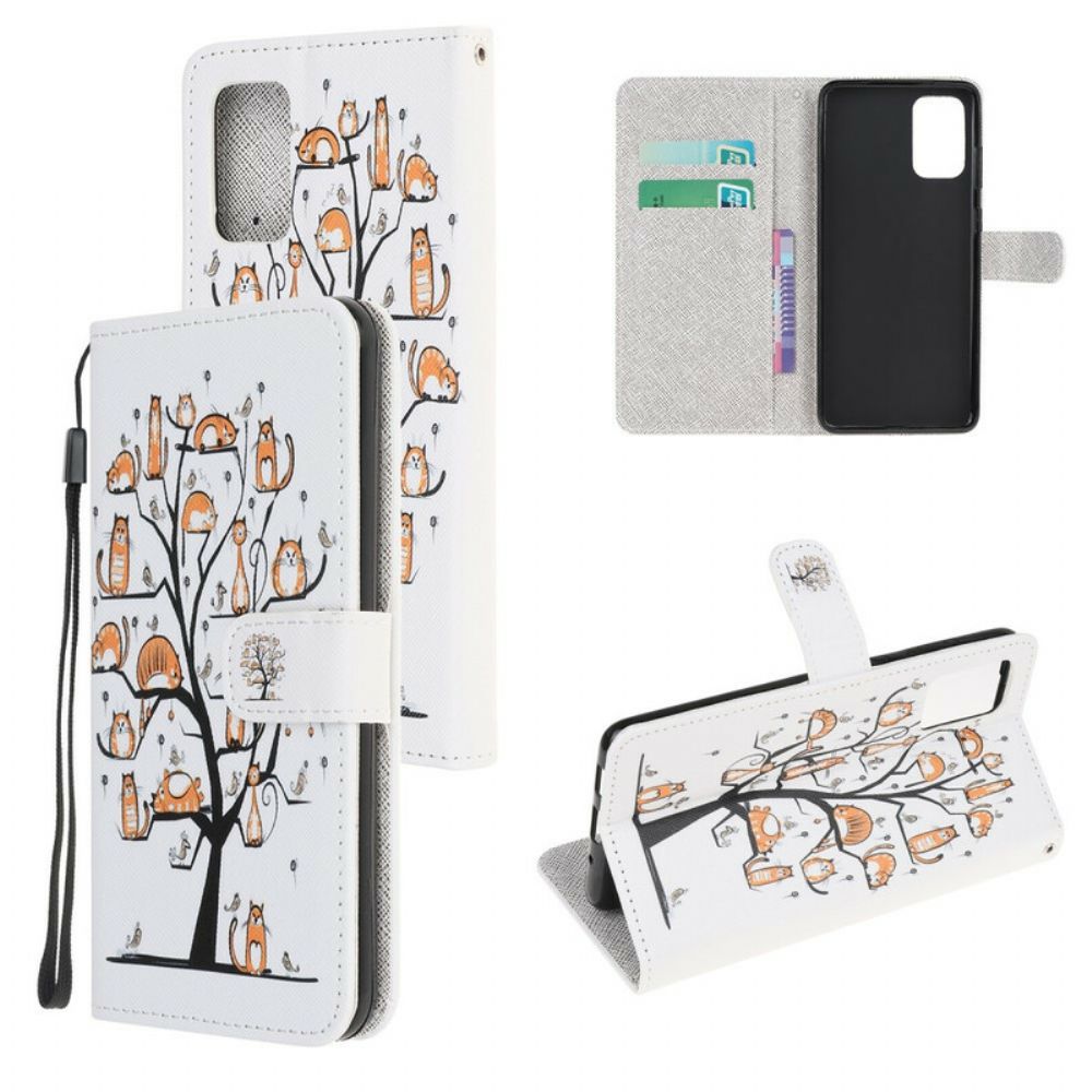 Flip Case Für Samsung Galaxy S20 FE Mit Kordel Funky Cats Mit Riemen
