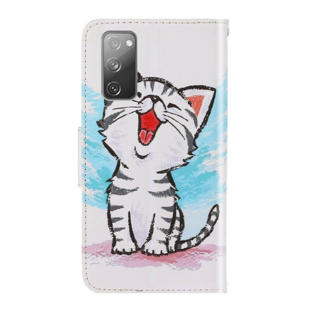 Flip Case Für Samsung Galaxy S20 FE Mit Kordel Tanga Farbe Kätzchen