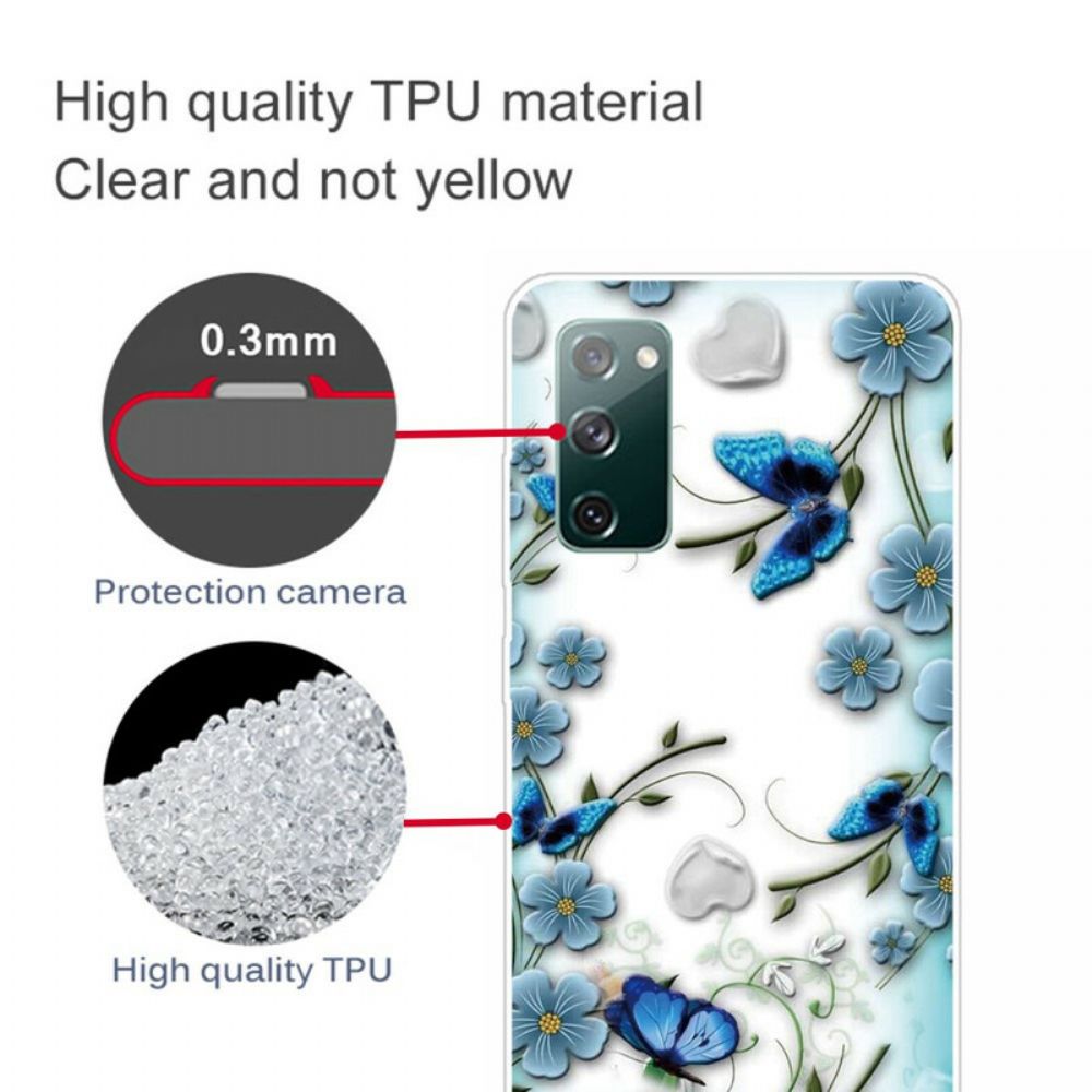 Handyhülle Für Samsung Galaxy S20 FE Transparente Retro-schmetterlinge Und Blumen