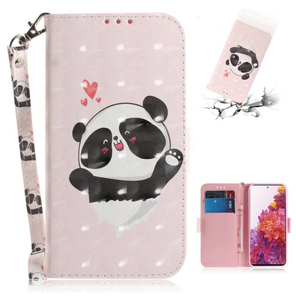 Lederhüllen Für Samsung Galaxy S20 FE Mit Kordel Panda Love Mit Riemen