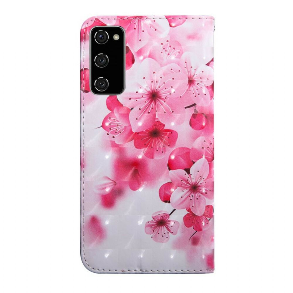 Lederhüllen Für Samsung Galaxy S20 FE Rosa Blumen
