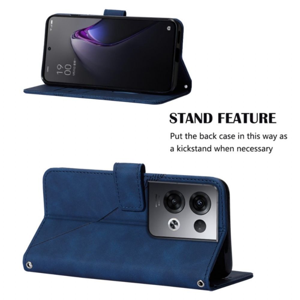 Lederhüllen Für Oppo Reno 8 Pro Dreiecke Mit Schulterriemen