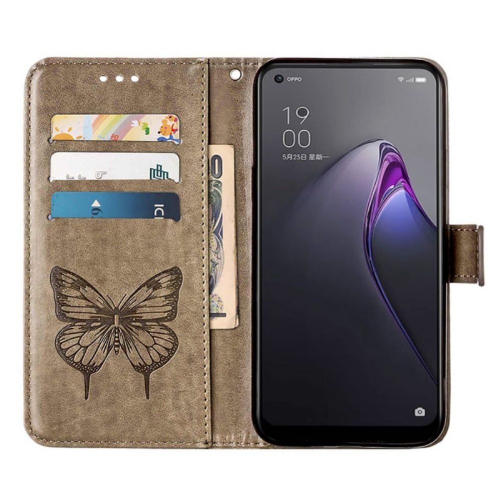 Lederhüllen Für Oppo Reno 8 Pro Mit Kordel Barockriemen Schmetterling