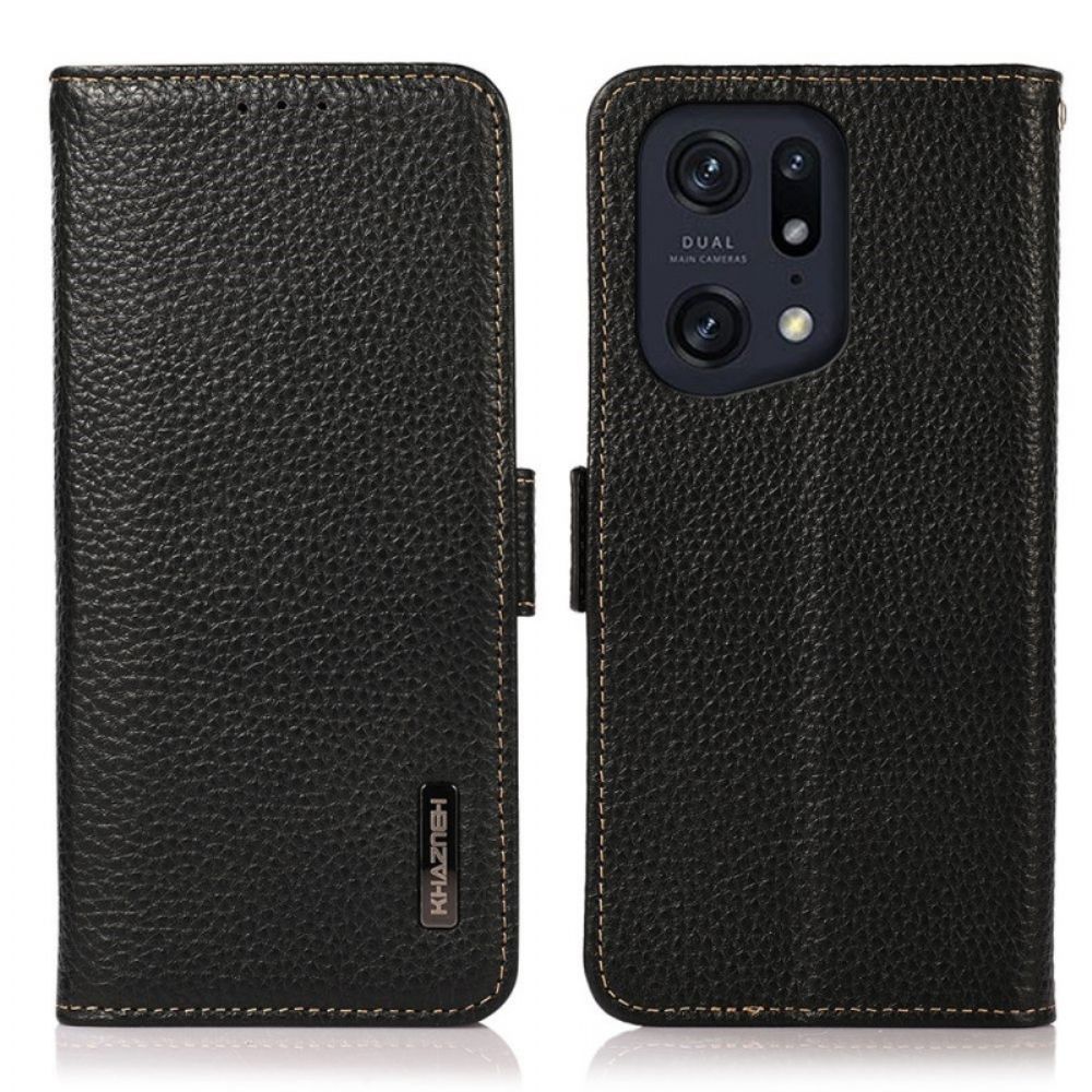 Flip Case Für Oppo Find X5 Pro Litschi-leder Khazneh Rfid