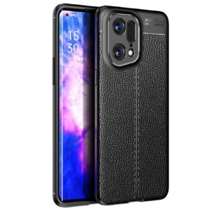 Handyhülle Für Oppo Find X5 Pro Doppellinie Litschi-leder-effekt