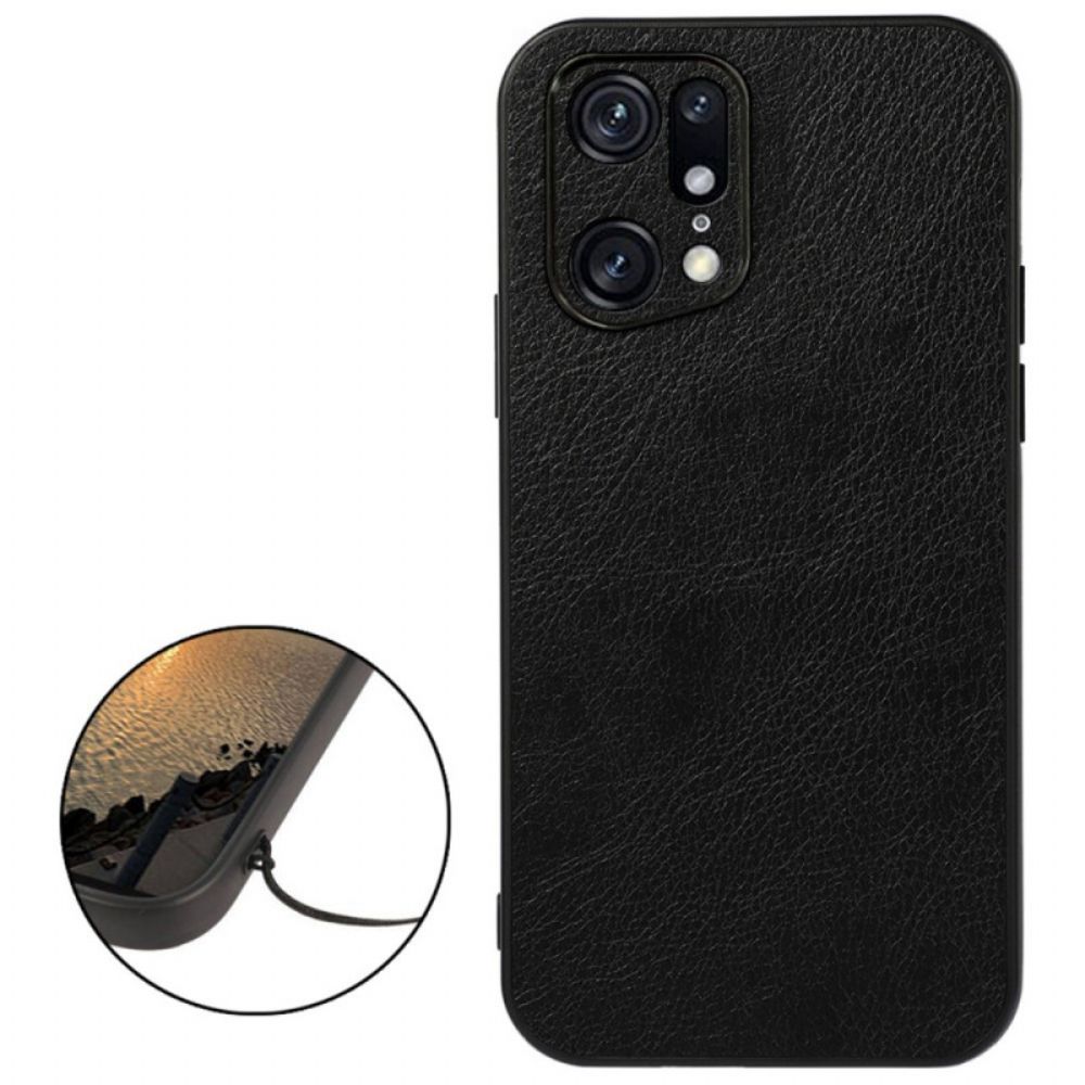 Handyhülle Für Oppo Find X5 Pro Lichi-leder-effekt