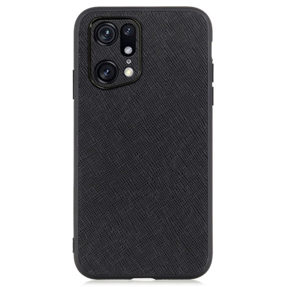 Hülle Für Oppo Find X5 Pro Echt Strukturiertes Leder