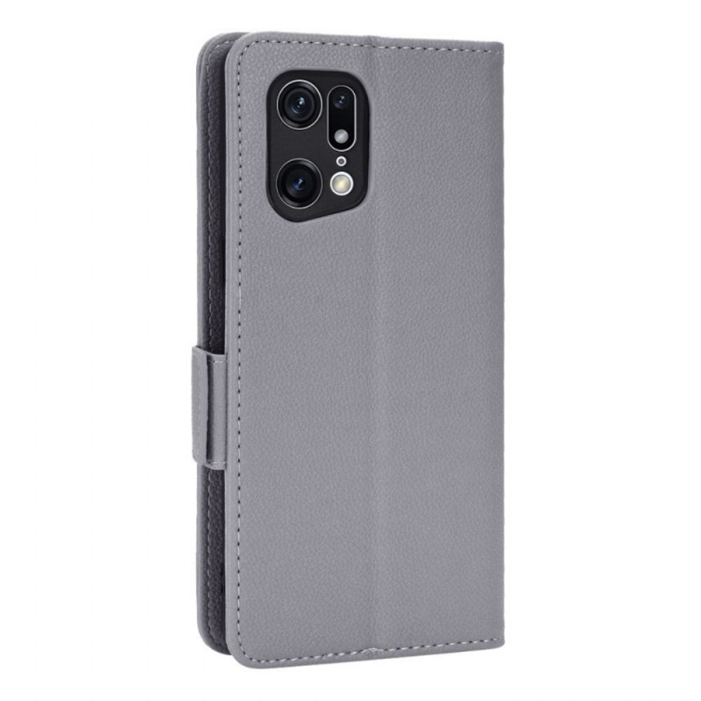 Lederhüllen Für Oppo Find X5 Pro Traditionelle Litschi-lederoptik