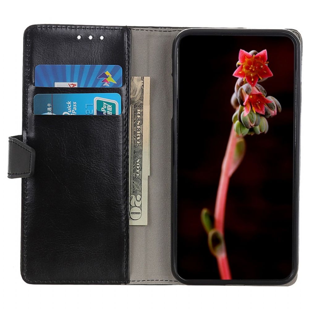 Flip Case Für Samsung Galaxy A03 Einfacher Glänzender Ledereffekt