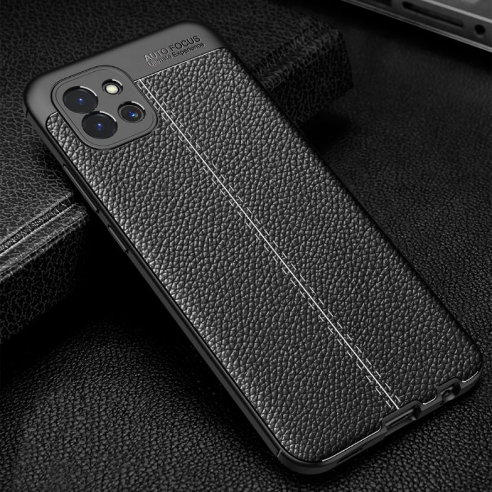 Handyhülle Für Samsung Galaxy A03 Doppellinie Litschi-leder-effekt
