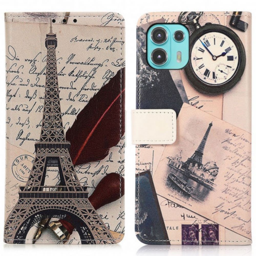 Flip Case Für Motorola Edge 20 Lite Eiffelturm Des Dichters