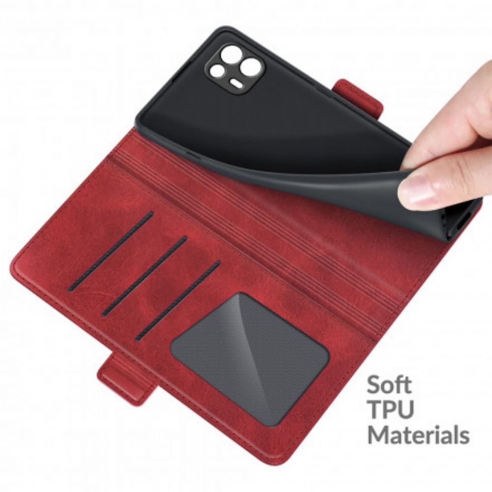 Lederhüllen Für Motorola Edge 20 Lite Flip Case Klassische Doppelklappe