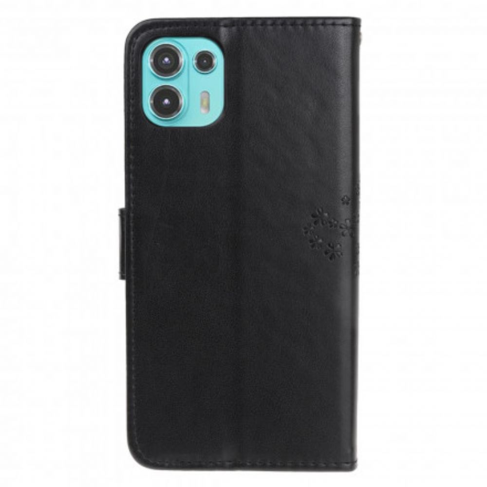 Lederhüllen Für Motorola Edge 20 Lite Mit Kordel Baum Und Riemcheneulen