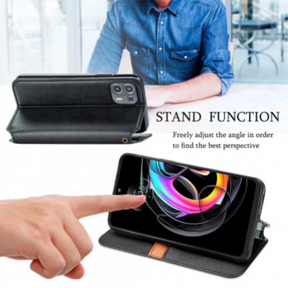 Schutzhülle Für Motorola Edge 20 Lite Flip Case Kunstleder Mit Rautenstruktur
