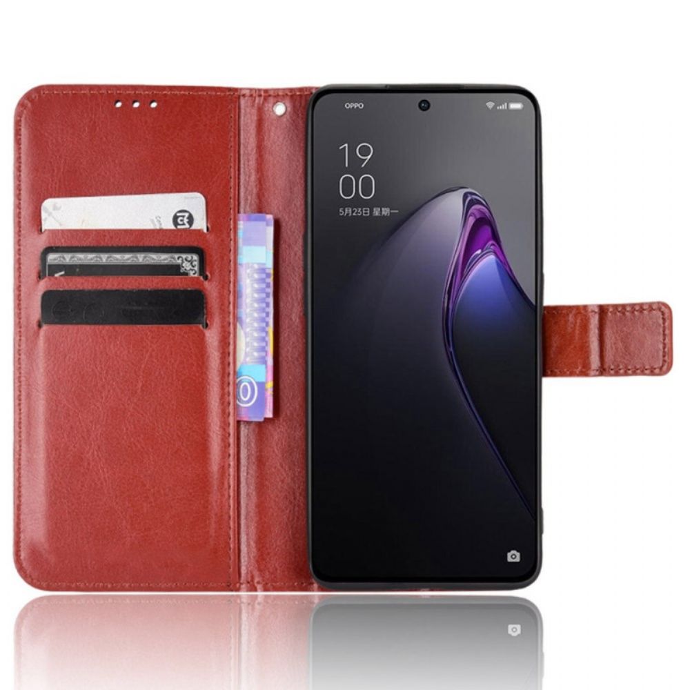 Flip Case Für Oppo Reno 8 Mit Kordel Auffälliges Kunstleder Mit Riemen
